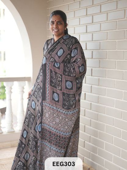 AJRAKH CHINON SAREE