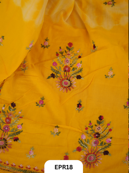 Mul Cotton Tie & Die With Bullion Stitch Saree