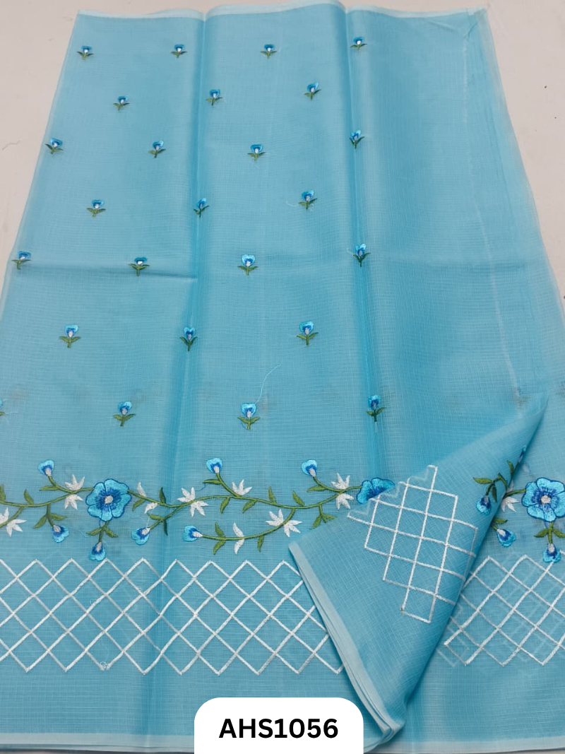 Kota Cotton Embroidery  Work Saree with Blouse