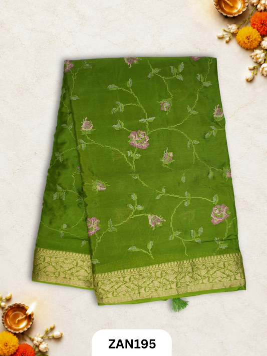 Chinon Cross Stitch Saree