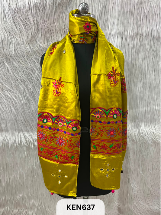 MUSHRU HAND AARI WORK WITH MIRROR WORK STOLE