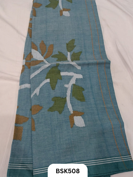 Handloom Pure Mul Cotton With Jamdhani Weave Saree