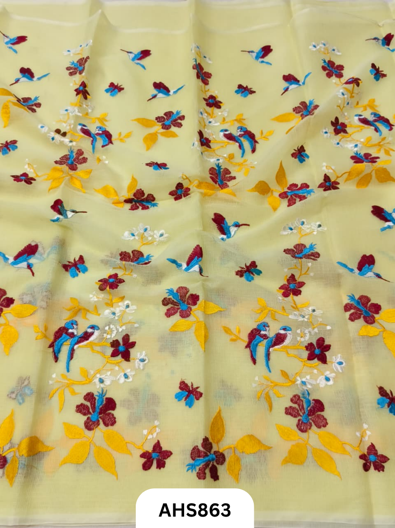 Cotton Kota Embroidery Work Saree