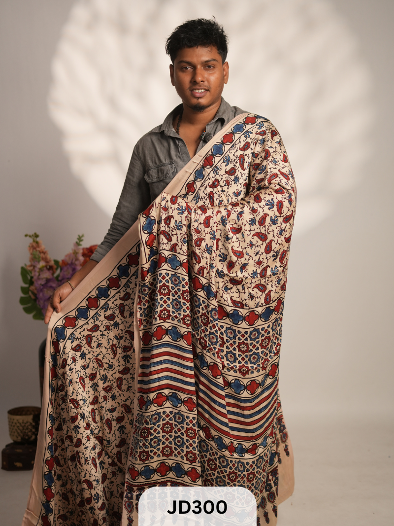 Modal Silk Ajrakh Handblock Print Saree