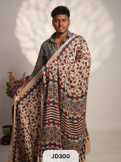 Modal Silk Ajrakh Handblock Print Saree