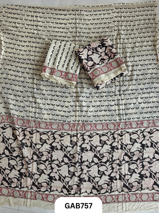 Handblock Cotton Suits With Mulmul Cotton Dupatta | Top 2.5 Mtr Dupatta 2.5 Mtr