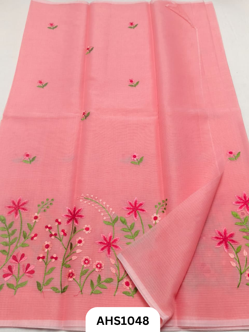 Kota Cotton Embroidery  Work Saree with Blouse