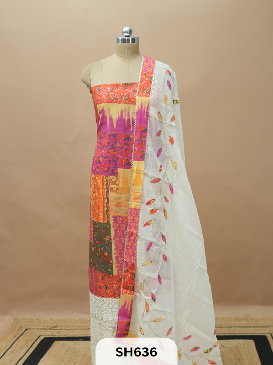 COTTON SALWAR SUIT WITH ARTWORK DUPPATA