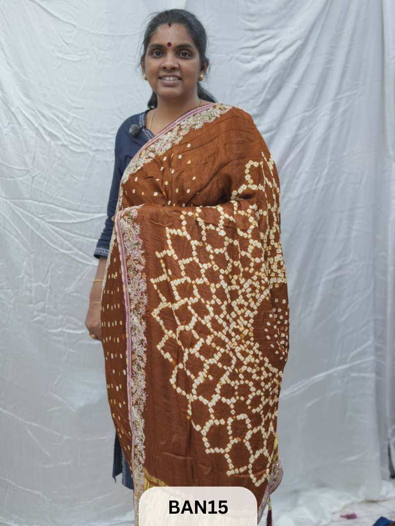 BANDHANI DESIGNER WORK WITH BANDHANI PALLU