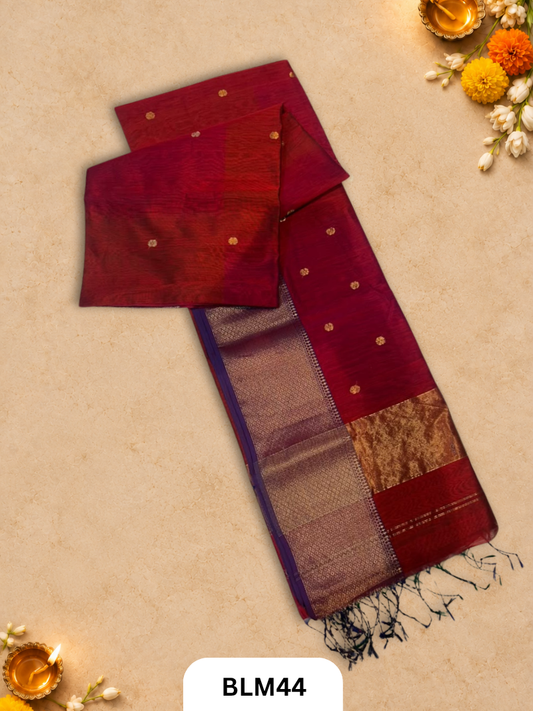 Pure handloom Maheshwari Big Small Butidaar shaded colours saree