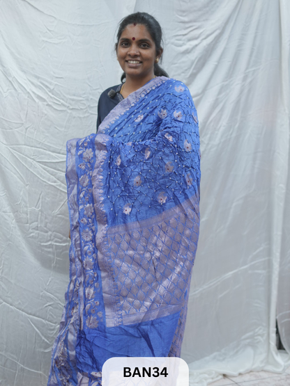 PURE RAW SILK WITH MEENAKARI BUTTA BANDHINI SAREE