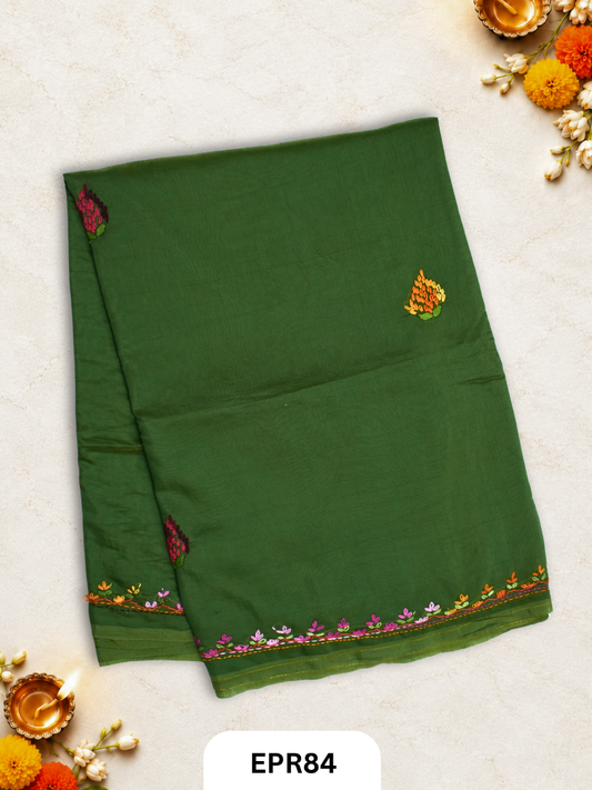 Mul Chanderi Lambani Embroidery Saree