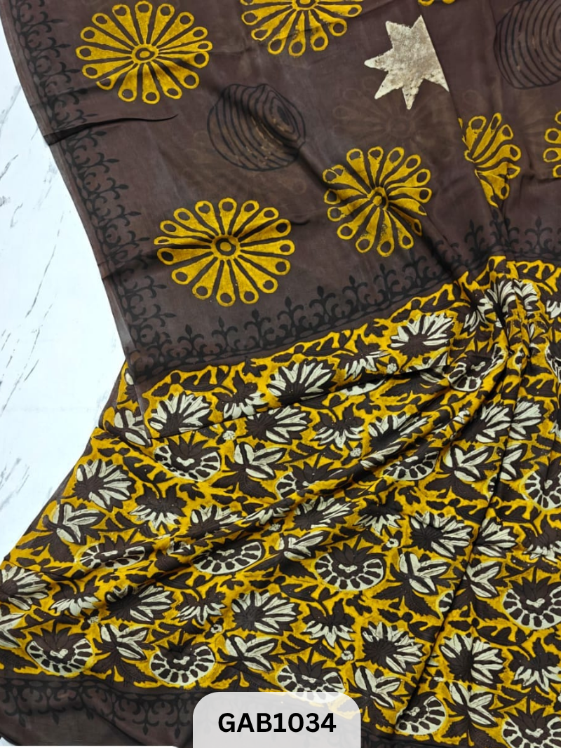 Premium Hand Block Printed Georgette Sarees with Blouse