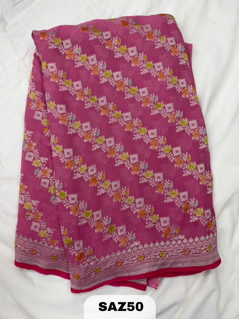 BANARAS PURE KHADI GEORGETTE WITH RANGKAAT SAREE