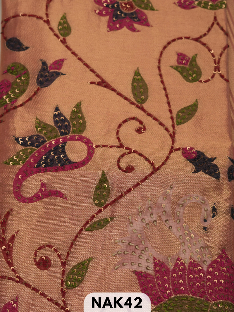 Semi Tussar paithani with Hand embroidry saree