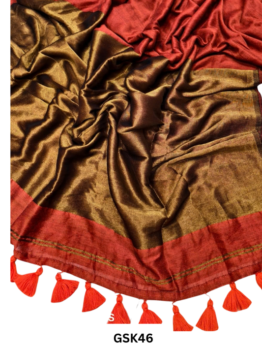 Plain Modal Tissue Saree With Blouse piece