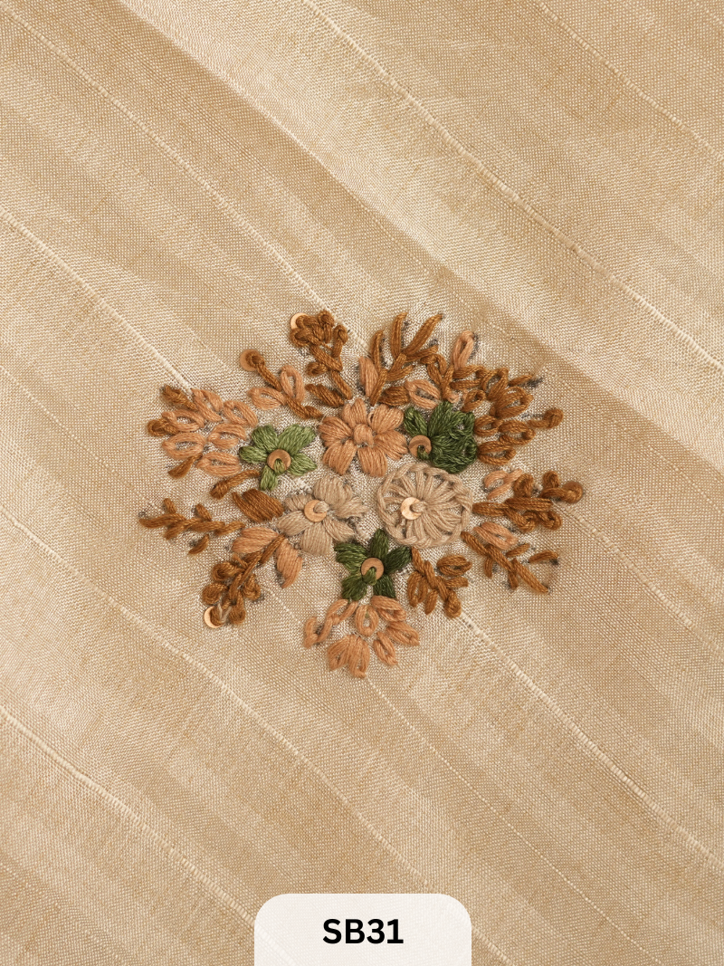 SEMI TUSSAR WITH HAND EMBROIDERY