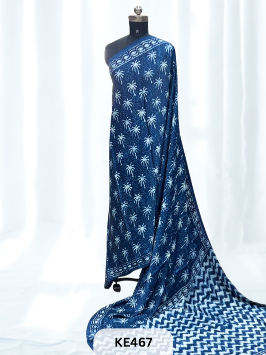 AJRAKH MODAL INDIGO SAREE - SPECIAL DEAL