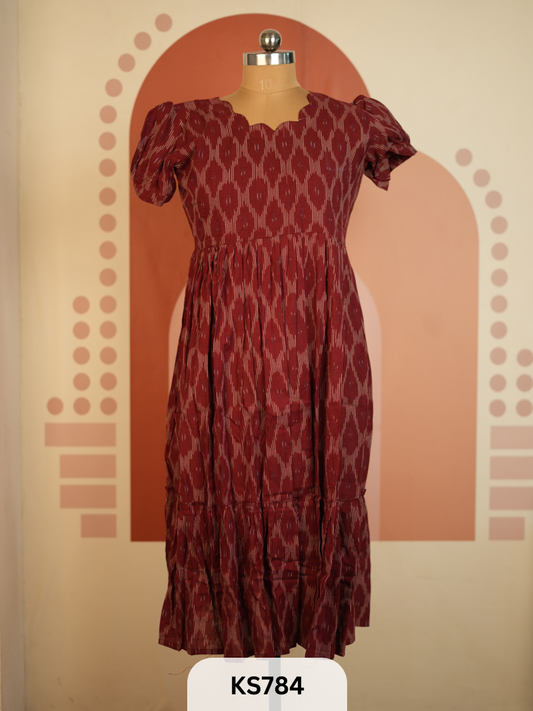 MADNESS-IKKAT LONG GOWN - HEIGHT 46INCH