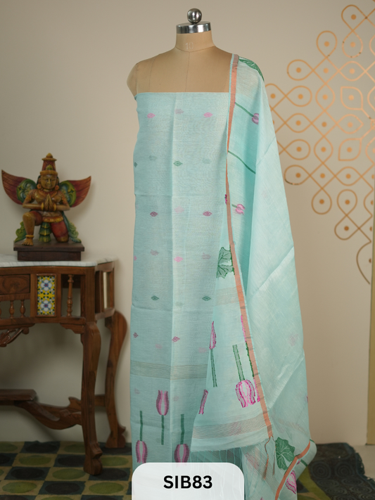 HANDLOOM LINEN JAMDHANI SALWAR | 2 PCS SUIT