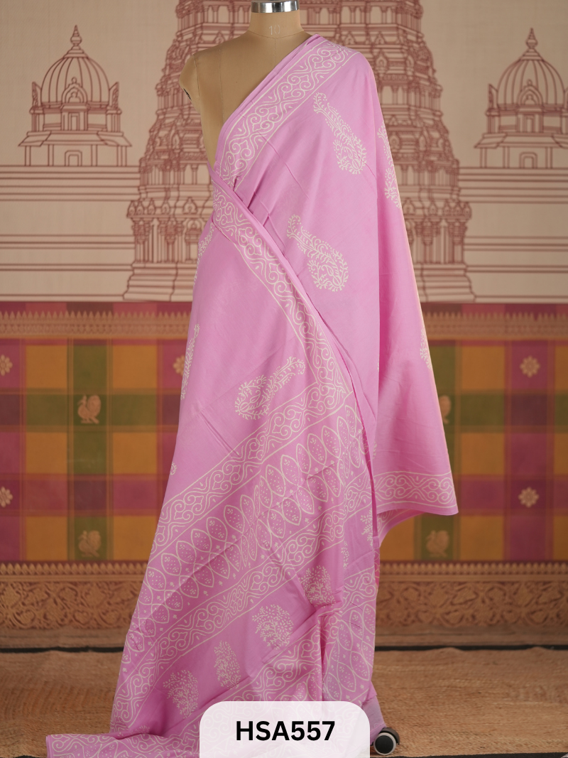 COTTON AJRAKH HANDBLOCK SAREE