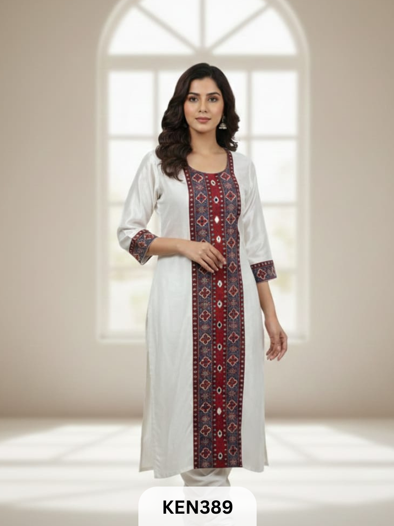 MASHRU PANEL & MIRROR WORK KURTI