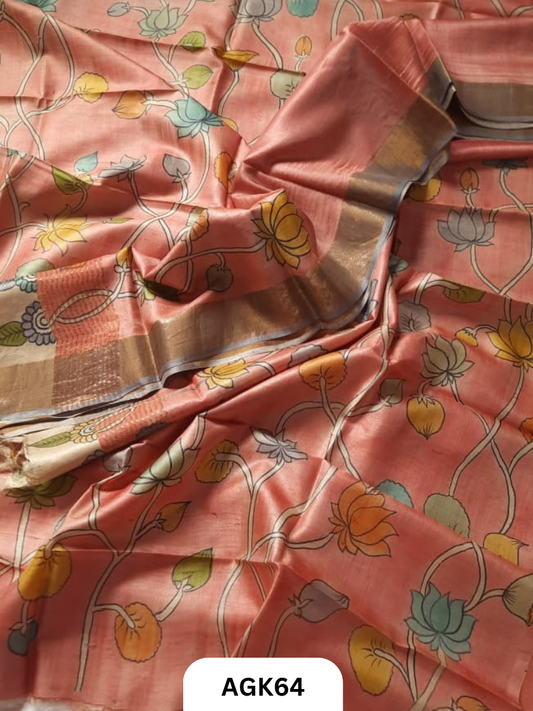 Premium Tussar Silk Hand-Painted Salwar Set – Silk Mark Certified
