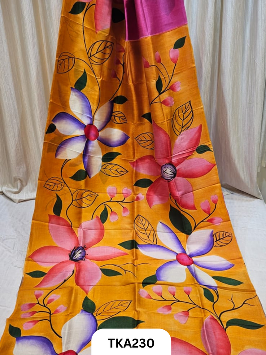 Murshidabad Silk Hand Painted Saree