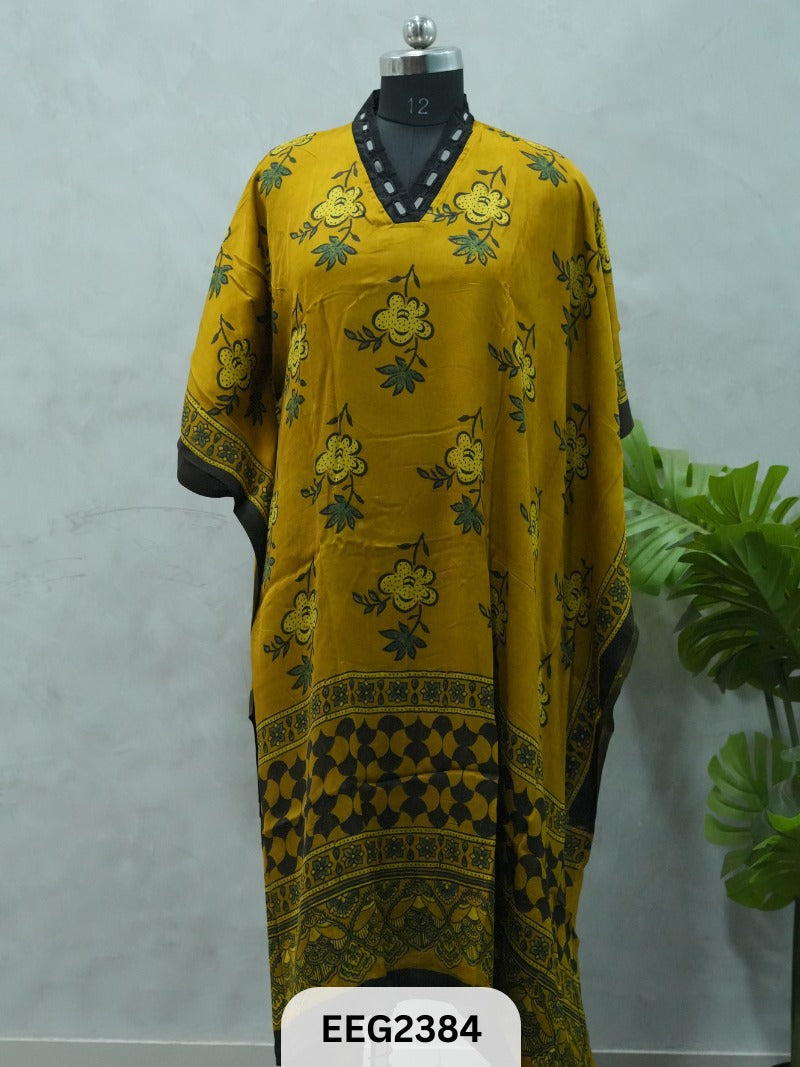 MODAL KHAFTAN WITH MIRROR WORK NECKLINE