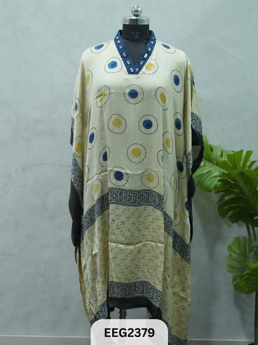 MODAL KHAFTAN WITH MIRROR WORK NECKLINE