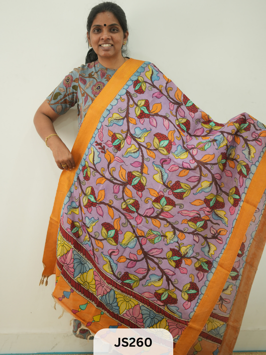 PEN KALAMKARI CHENNURI SILK DUPATTA
