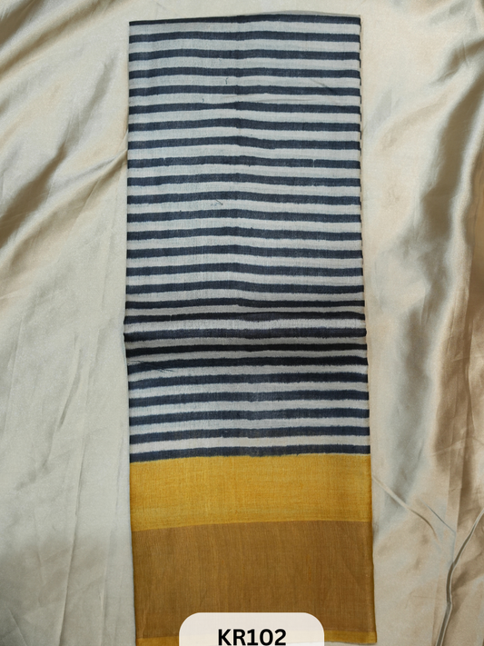 PURE TUSSAR SILK WITH HANDBLOCK AND DIGITAL