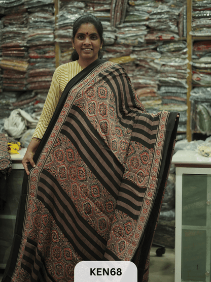 MODAL NATURAL AJRAKH HANDBLOCK SAREE