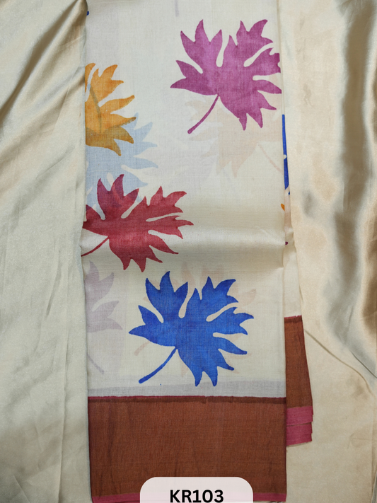 PURE TUSSAR SILK WITH HANDBLOCK AND DIGITAL