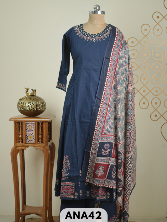 Premium south cotton fusion 3 pcs salwar set