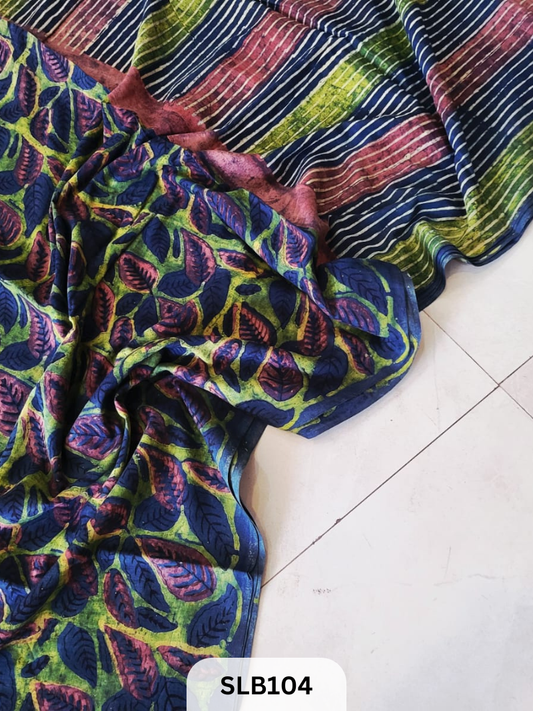 NASHPAL AJRAKH PRINT HAND BLOCK MULMUL COTTON SAREE