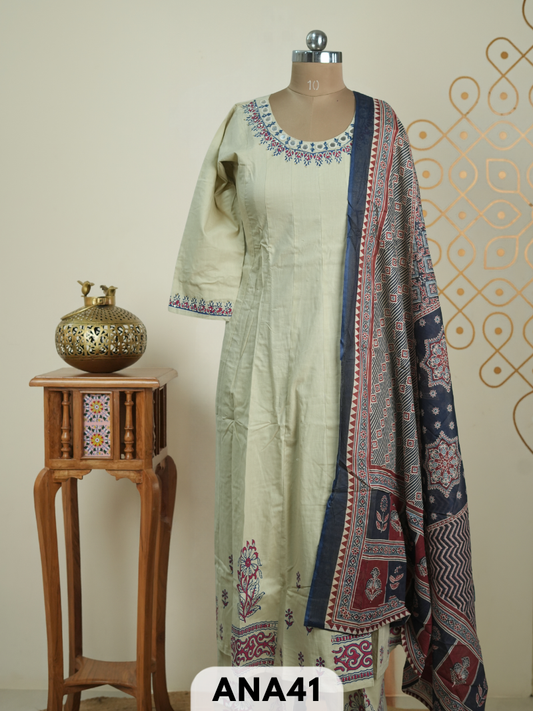 Premium south cotton fusion 3 pcs salwar set