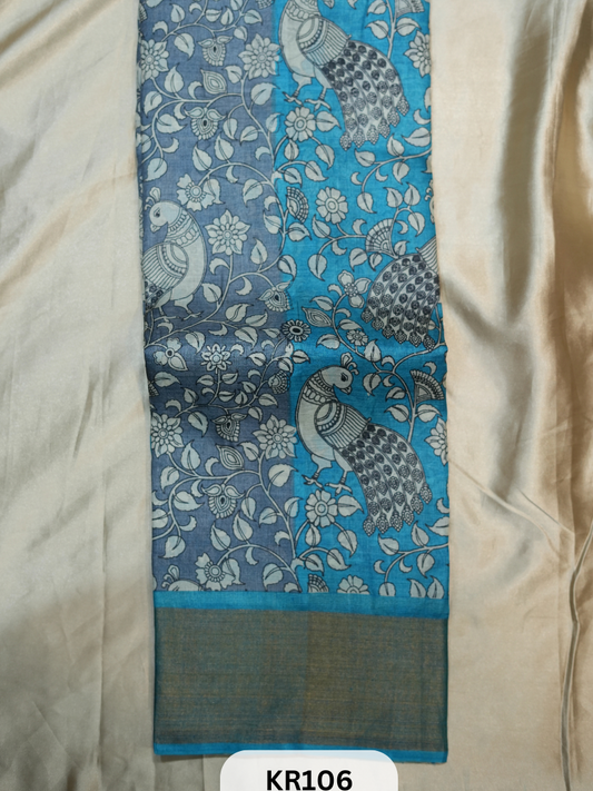 PURE TUSSAR SILK WITH HANDBLOCK AND DIGITAL