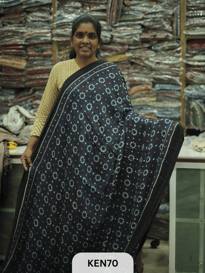 MODAL NATURAL AJRAKH HANDBLOCK SAREE