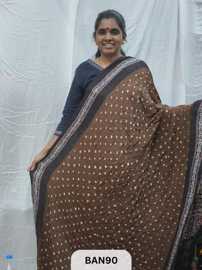BANDHANI WITH AJRAKH SEMI GAJI SAREE