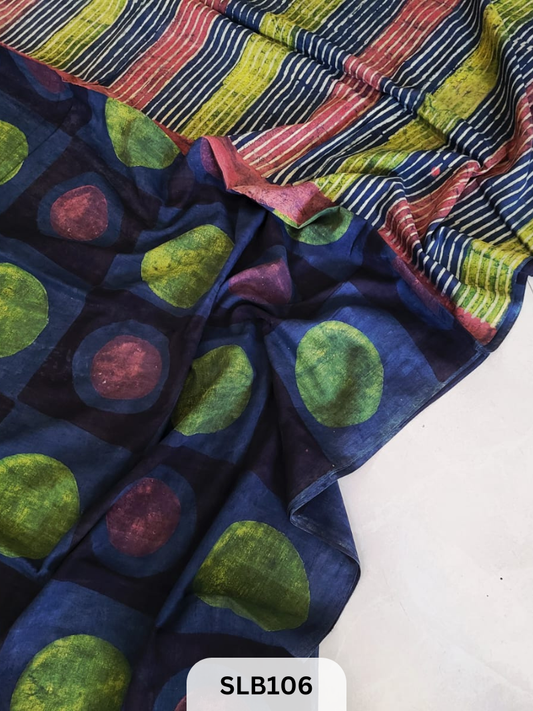 NASHPAL AJRAKH PRINT HAND BLOCK MULMUL COTTON SAREE
