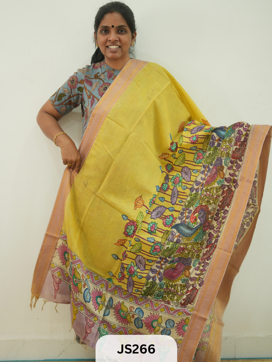 PEN KALAMKARI CHENNURI SILK DUPATTA