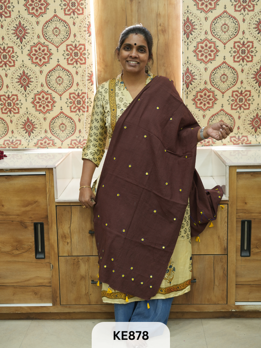 KALA COTTON MIRROR WORK STOLE