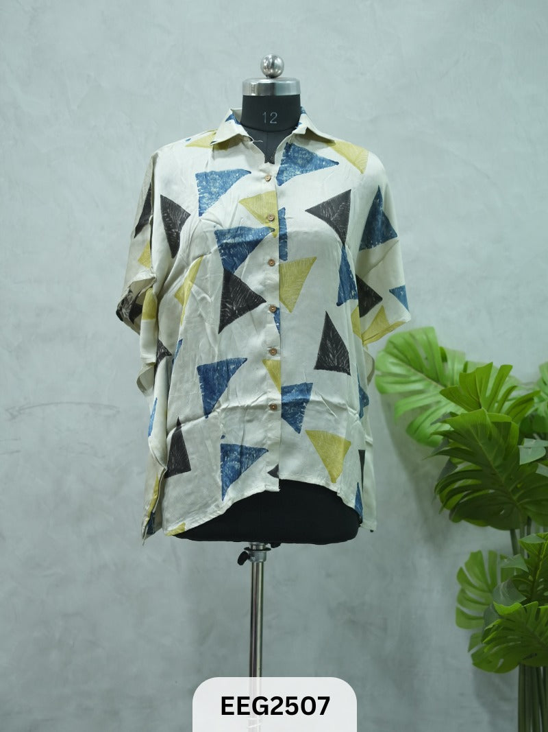 WOMEN MODAL AJRAKH PRINT KHAFTAN SHIRT