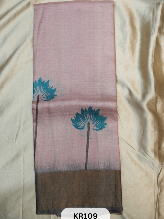 PURE TUSSAR SILK WITH HANDBLOCK AND DIGITAL