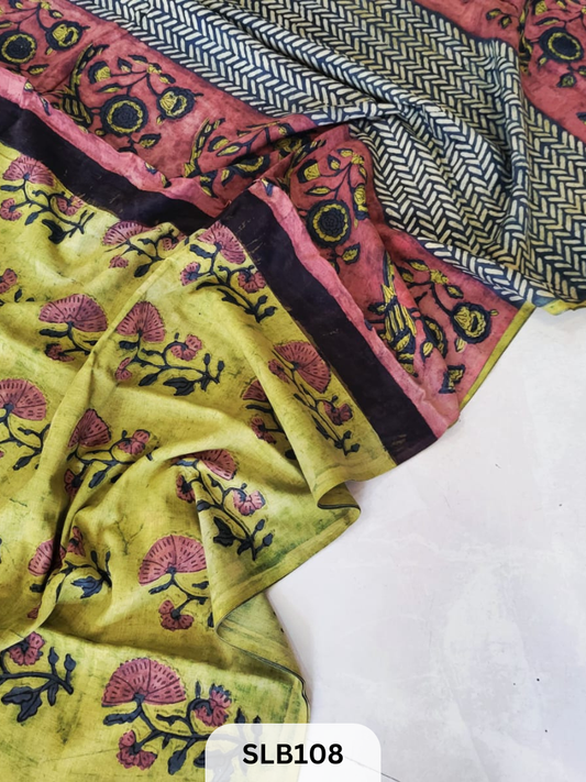 NASHPAL AJRAKH PRINT HAND BLOCK MULMUL COTTON SAREE