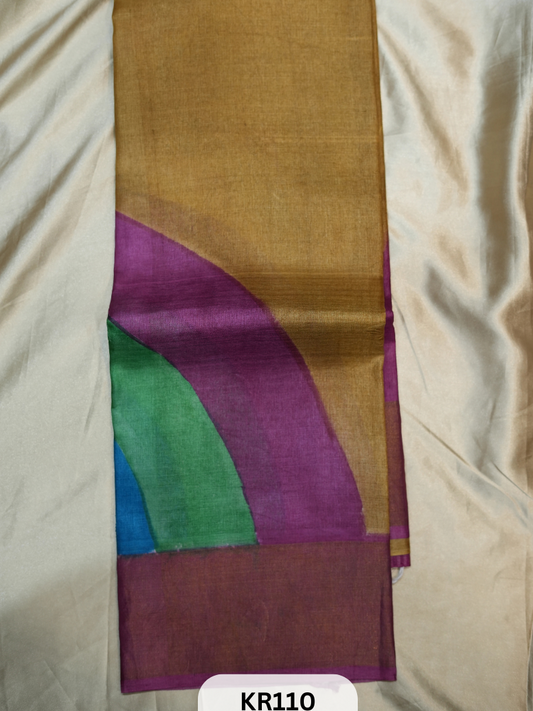 PURE TUSSAR SILK WITH HANDBLOCK AND DIGITAL