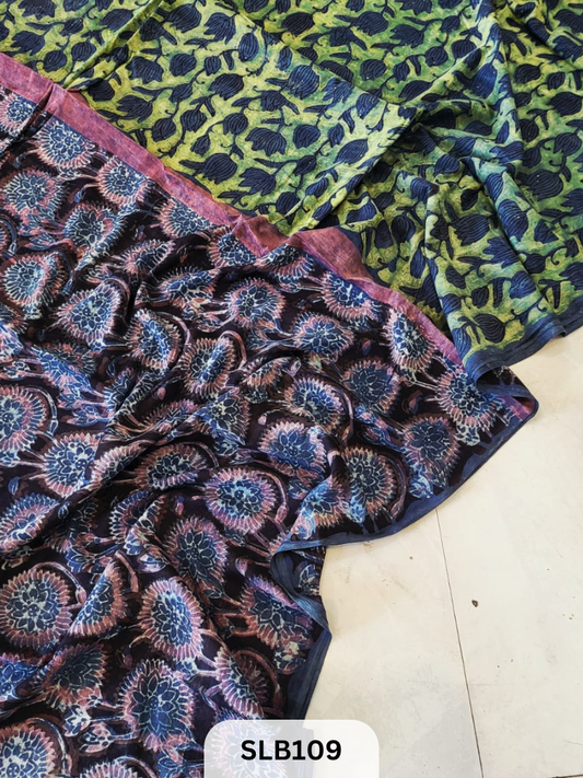 NASHPAL AJRAKH PRINT HAND BLOCK MULMUL COTTON SAREE
