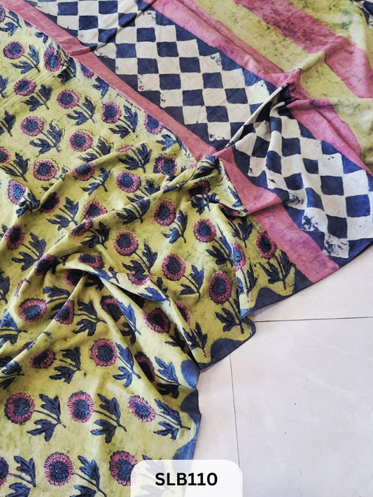 NASHPAL AJRAKH PRINT HAND BLOCK MULMUL COTTON SAREE