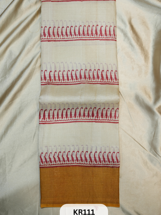 PURE TUSSAR SILK WITH HANDBLOCK AND DIGITAL